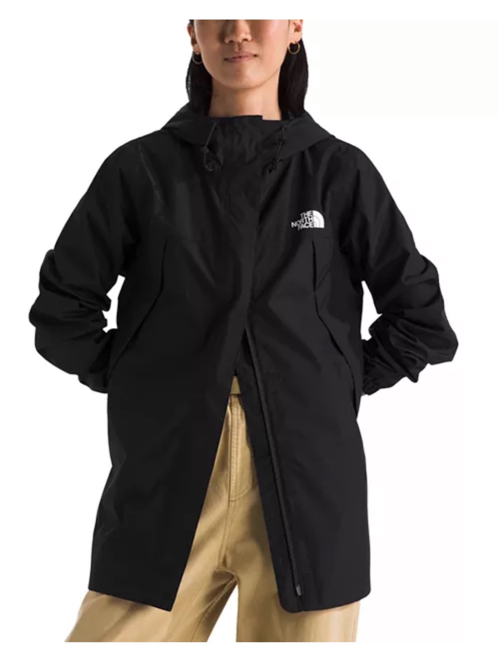 The North Face Black Hooded Rain Jacket with Chest Logo